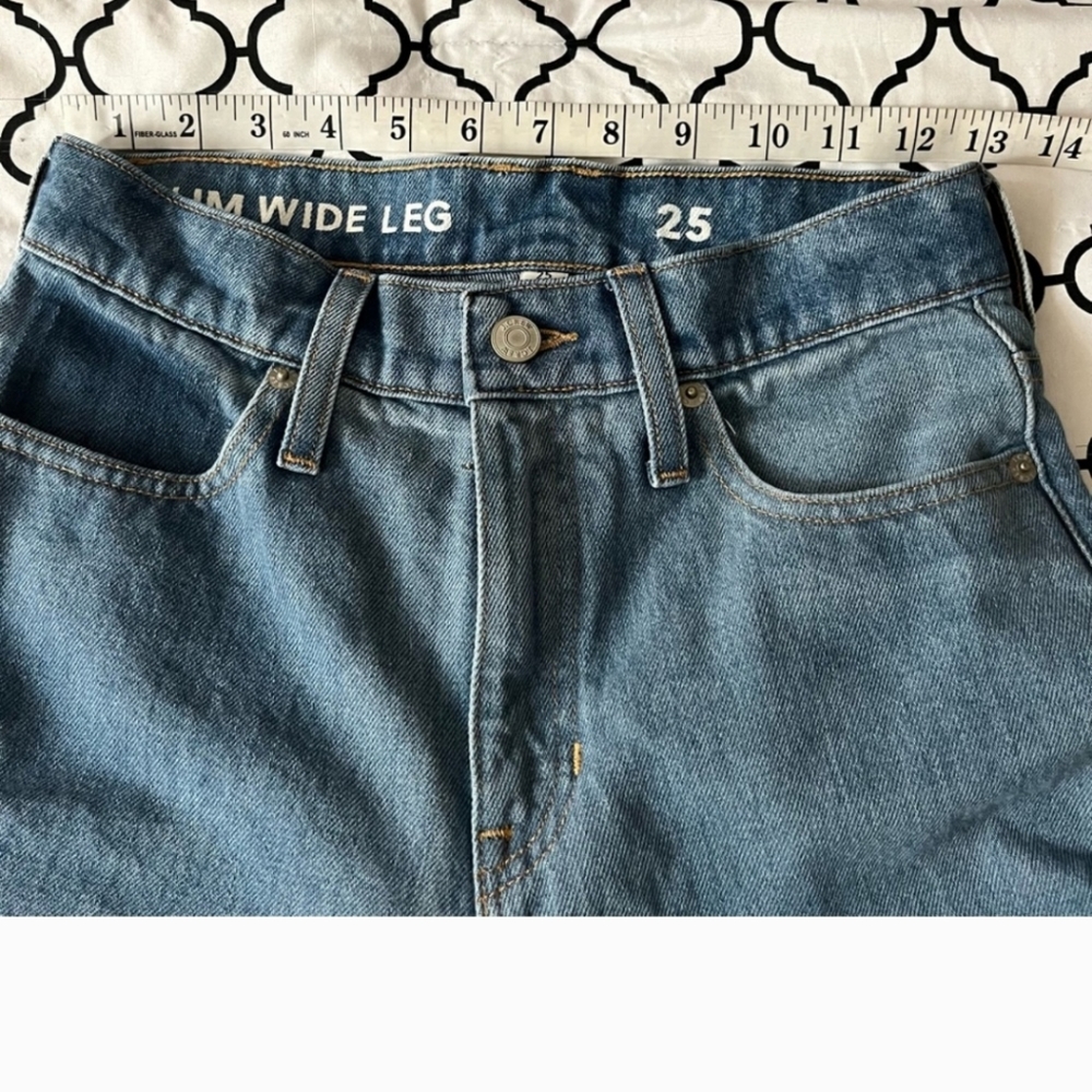 J. Crew Jeans Slim Wide Leg Indigo Patchwork Wash 25 - Picture 9 of 10